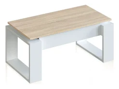 Mesa de centro elevable Neo Blanco Artik (Blanco Mate) - Roble Canadian