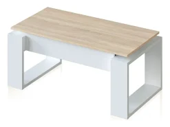 Mesa de centro elevable Neo Blanco Artik (Blanco Mate) - Roble Canadian