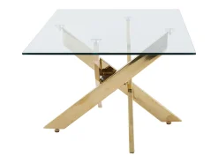 Mesa de centro en cristal templado y metal dorado - Transparente - COSIMA