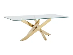 Mesa de centro en cristal templado y metal dorado - Transparente - COSIMA