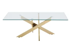 Mesa de centro en cristal templado y metal dorado - Transparente - COSIMA