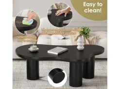 Mesa de centro en MDF y PVC - tapa irregular en forma de nube - Negro