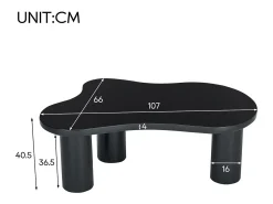 Mesa de centro en MDF y PVC - tapa irregular en forma de nube - Negro