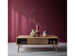 Mesa de centro escandinava con puertas correderas natural