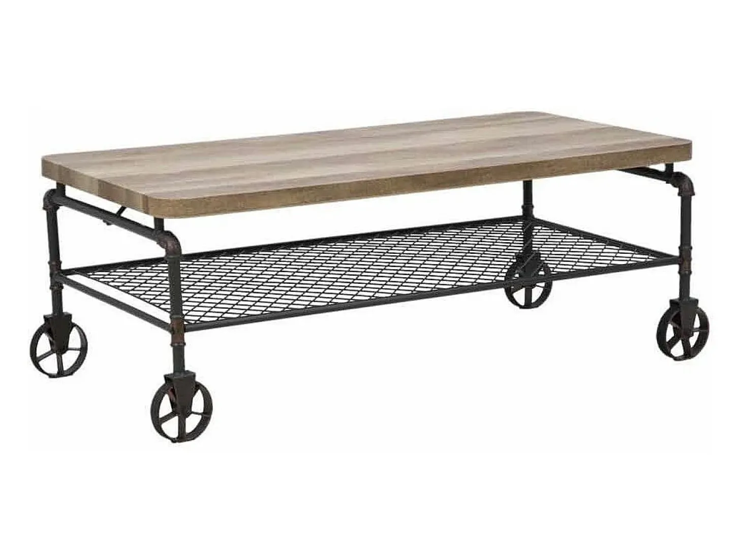 Mesa de centro estilo industrial de 46x126x63 cm en color roble sonoma Rustic