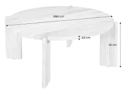 Mesa de centro exótica redonda de madera maciza nogal