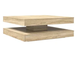 Mesa de centro giratoria 360 grados roble sonoma 90x90x34,5 cm