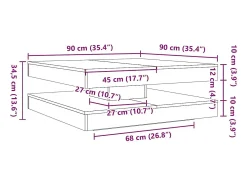 Mesa de centro giratoria 360 grados roble sonoma 90x90x34,5 cm