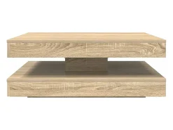 Mesa de centro giratoria 360 grados roble sonoma 90x90x34,5 cm