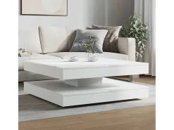 Mesa de centro giratoria 360 grados blanco 90x90x34,5 cm