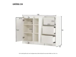 Mesa de centro giratoria con 2 cajones, blanco + nogal, 60x60x38 cm