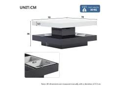 Mesa de centro giratoria con almacenaje, tablero lacado brillante - Blanco y negro