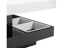 Mesa de centro giratoria con almacenaje, tablero lacado brillante - Blanco y negro