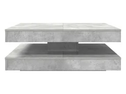 Mesa de centro giratoria 360 grados gris hormigón 90x90x34,5 cm