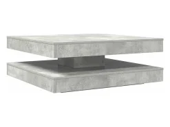 Mesa de centro giratoria 360 grados gris hormigón 90x90x34,5 cm