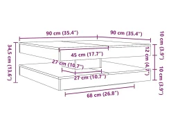 Mesa de centro giratoria 360 grados gris Sonoma 90x90x34,5 cm