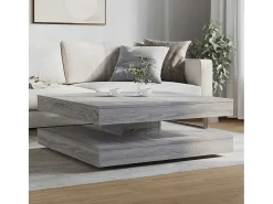 Mesa de centro giratoria 360 grados gris Sonoma 90x90x34,5 cm