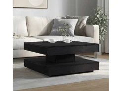 Mesa de centro giratoria 360 grados negro 70x70x34,5 cm