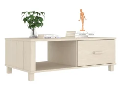 Mesa de centro HAMAR madera maciza pino marrón miel 100x55x35cm