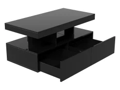 Mesa de centro inteligente con LED RGB: dos cajones, regulador de intensidad controlado por app, acabado brillante e impermeable, compatible con música.