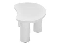 Mesa de centro irregular en forma de media luna, tablero de MDF y pata de PVC, mesa de centro irregular con base de fieltro, color blanco