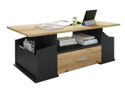 Mesa de centro Junata antracita, decoración roble.
