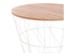 Mesa de centro Kumi con tapa blanco/natural 30,5x38x38 cm