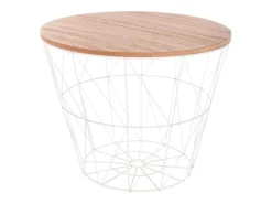 Mesa de centro Kumi con tapa blanco/natural 30,5x38x38 cm