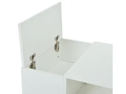 Mesa de centro lacada en alto brillo - 100 x 50 x 40 cm - con 1 cajón + LED + 6 compartimentos de almacenamiento - tablero de partículas - blanco
