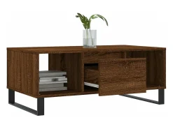 Mesa de centro madera contrachapada marrón roble 90x50x36,5 cm