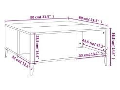 Mesa de centro madera contrachapada roble ahumado 80x80x36,5 cm
