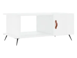 Mesa de centro madera contrachapada blanco brillo 90x50x40 cm