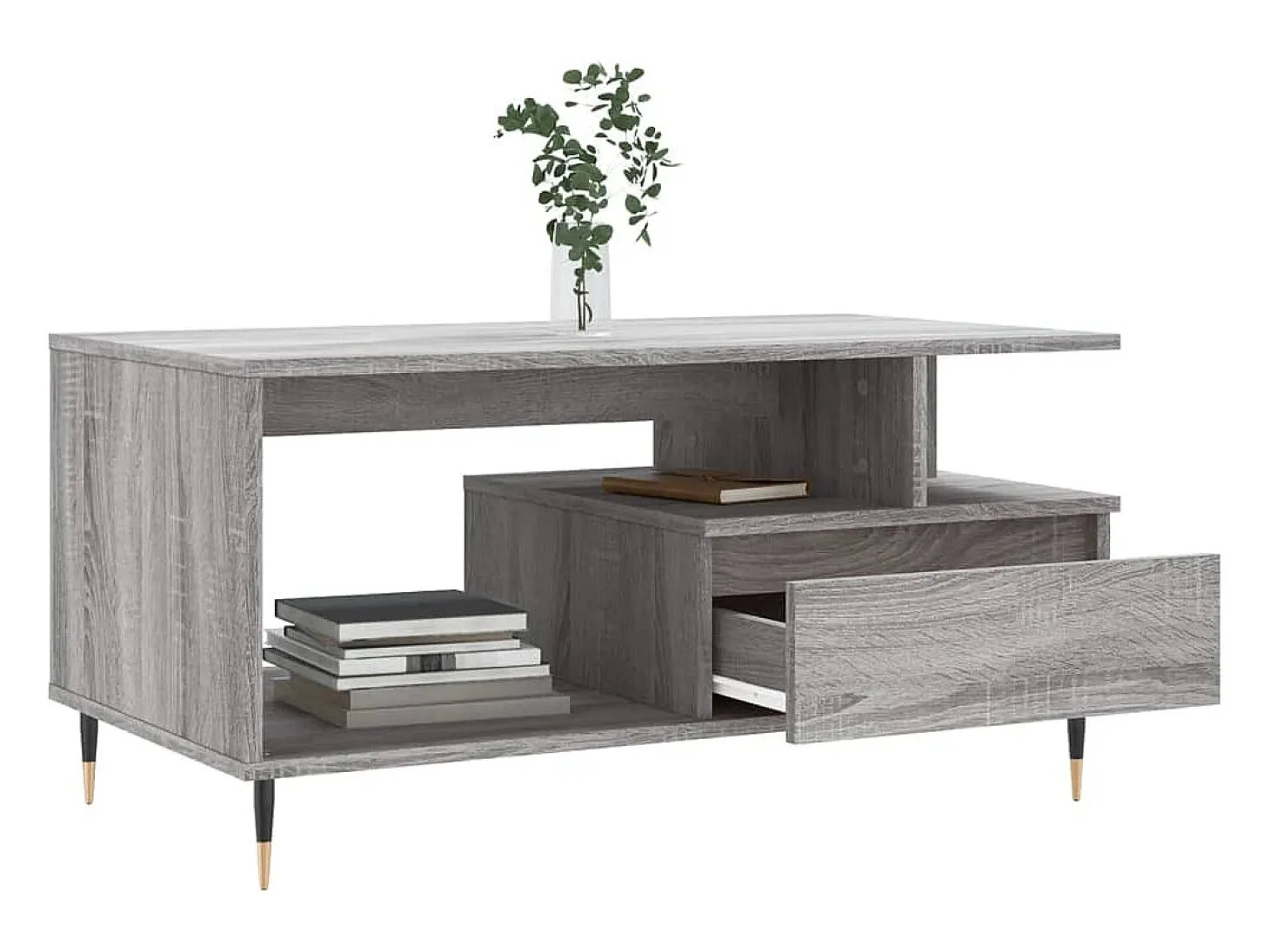 Mesa de centro madera contrachapada gris Sonoma 90x49x45 cm