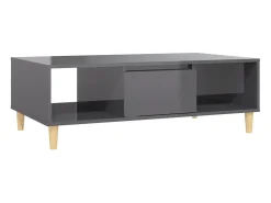 Mesa de centro madera contrachapada gris brillo 103,5x60x35 cm