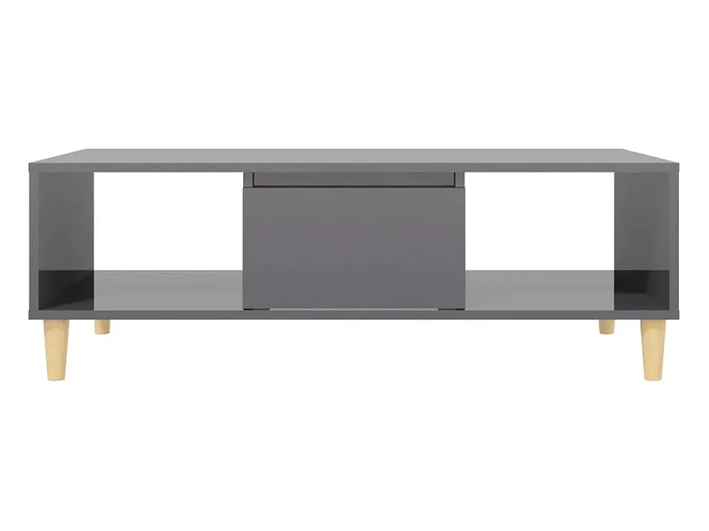 Mesa de centro madera contrachapada gris brillo 103,5x60x35 cm