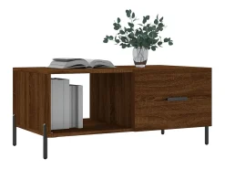 Mesa de centro madera contrachapada roble marrón 90x50x40 cm