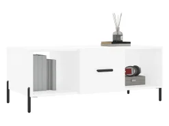 Mesa de centro madera contrachapada blanco 102x50x40 cm