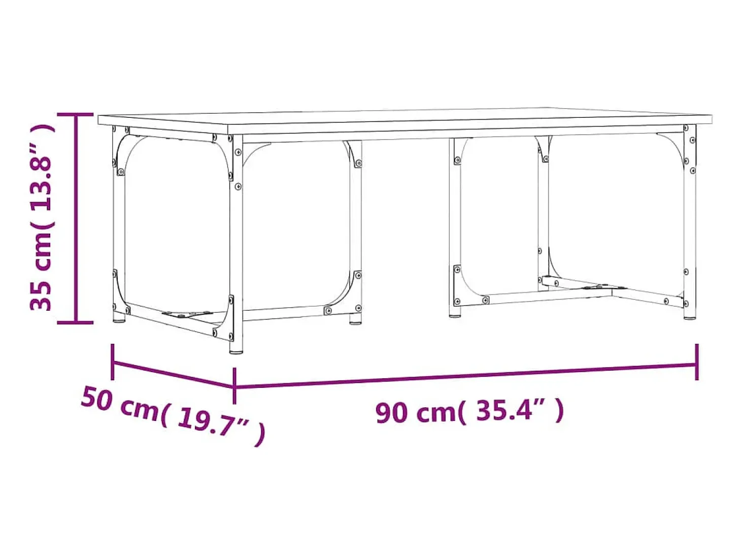 Mesa de centro madera contrachapada gris Sonoma 90x50x35 cm