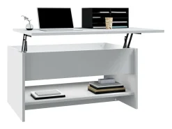 Mesa de centro madera contrachapada blanca 80x50x40 cm
