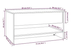 Mesa de centro madera contrachapada blanca 80x50x40 cm