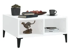 Mesa de centro madera contrachapada blanca 60x60x30 cm