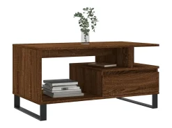 Mesa de centro madera contrachapada roble marrón 90x49x45 cm