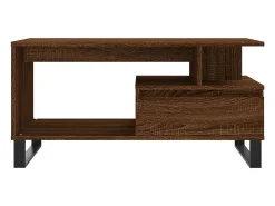 Mesa de centro madera contrachapada roble marrón 90x49x45 cm
