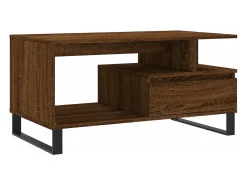 Mesa de centro madera contrachapada roble marrón 90x49x45 cm