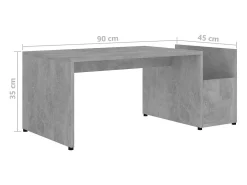 Mesa de centro madera contrachapada gris hormigón 90x45x35 cm