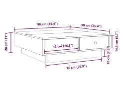 Mesa de centro madera contrachapada blanco 90x90x28 cm
