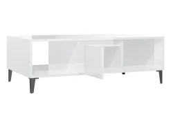 Mesa de centro madera contrachapada blanco brillo 103,5x60x35cm