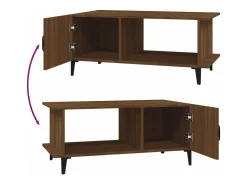 Mesa de centro madera contrachapada roble marrón 90x50x40 cm