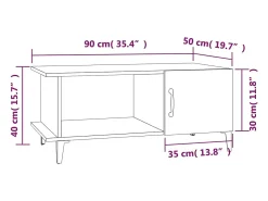 Mesa de centro madera contrachapada roble marrón 90x50x40 cm