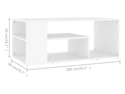 Mesa de centro madera contrachapada blanco 100x50x40 cm